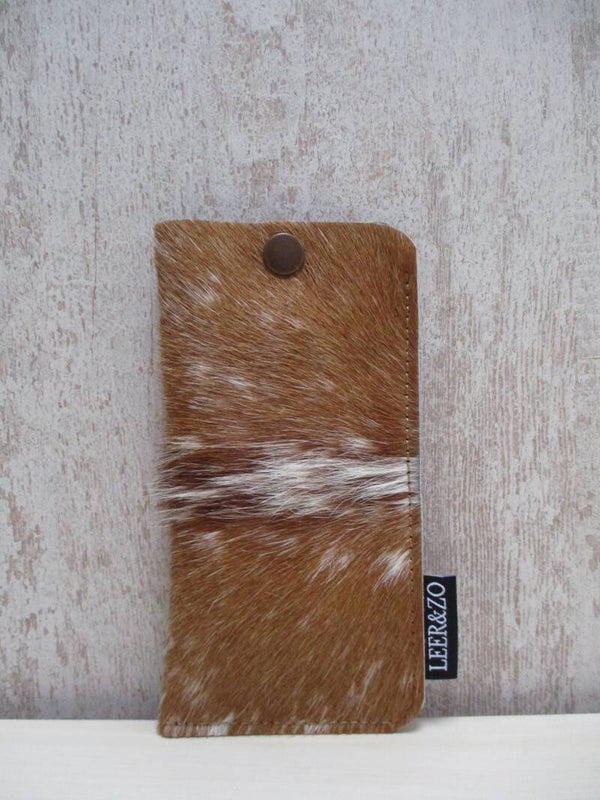 Brillenhoes cognac/wit grootmodel