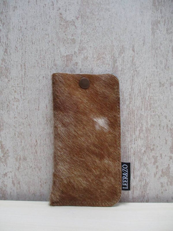 Brillenhoes cognac/beige grootmodel