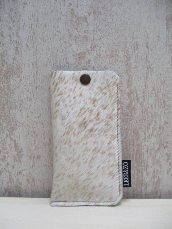 Brillenhoes cognac/wit gevlekt grootmodel