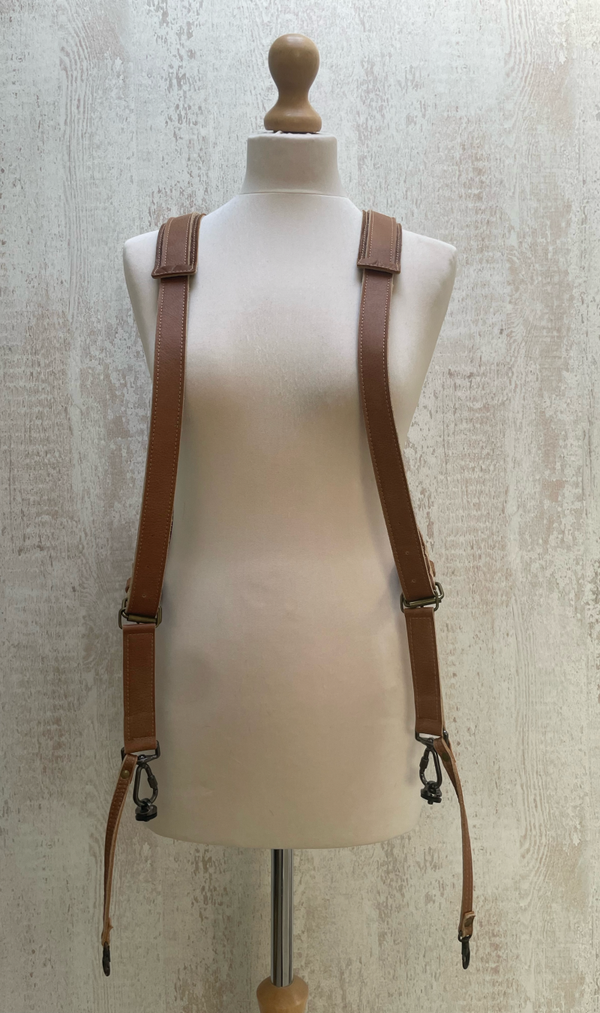Leren cameraharnas cognac