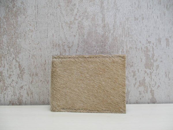 Leren portefeuille beige koeienhuid