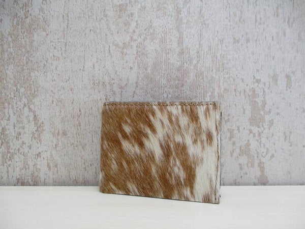 Leren portefeuille cognac/wit koeienhuid