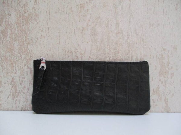 Leren make-up tas large zwart croco