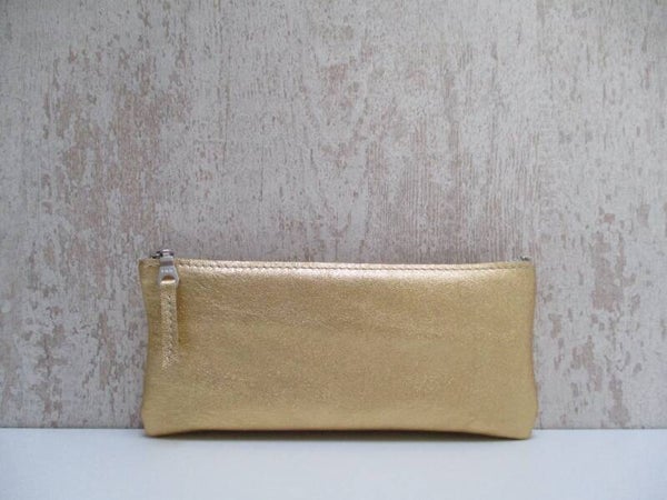 Leren make-up tas large goud