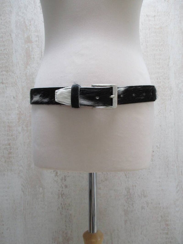 Koeienhuid riem zwart/wit maat 85 cm