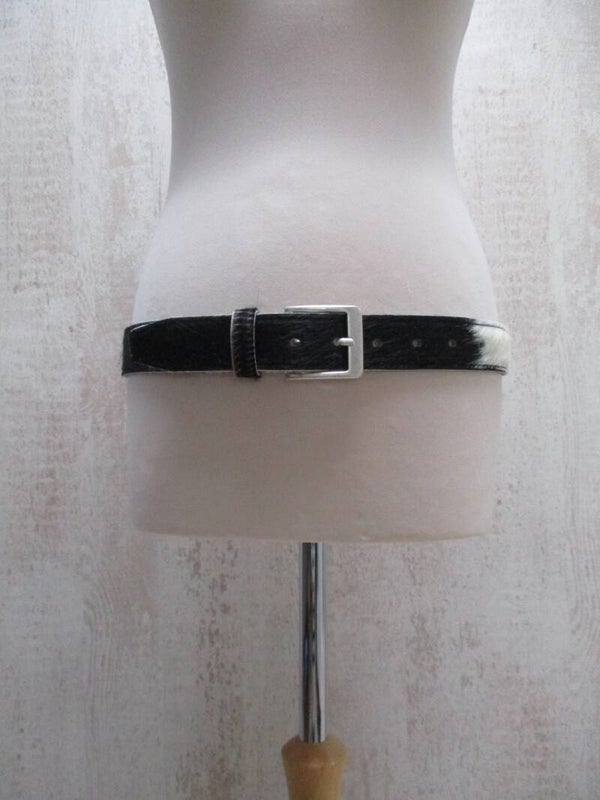 Koeienhuid riem zwart/wit Maat 95 cm 02