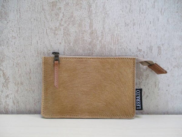 Cognac leren portemonnee koeienhuid