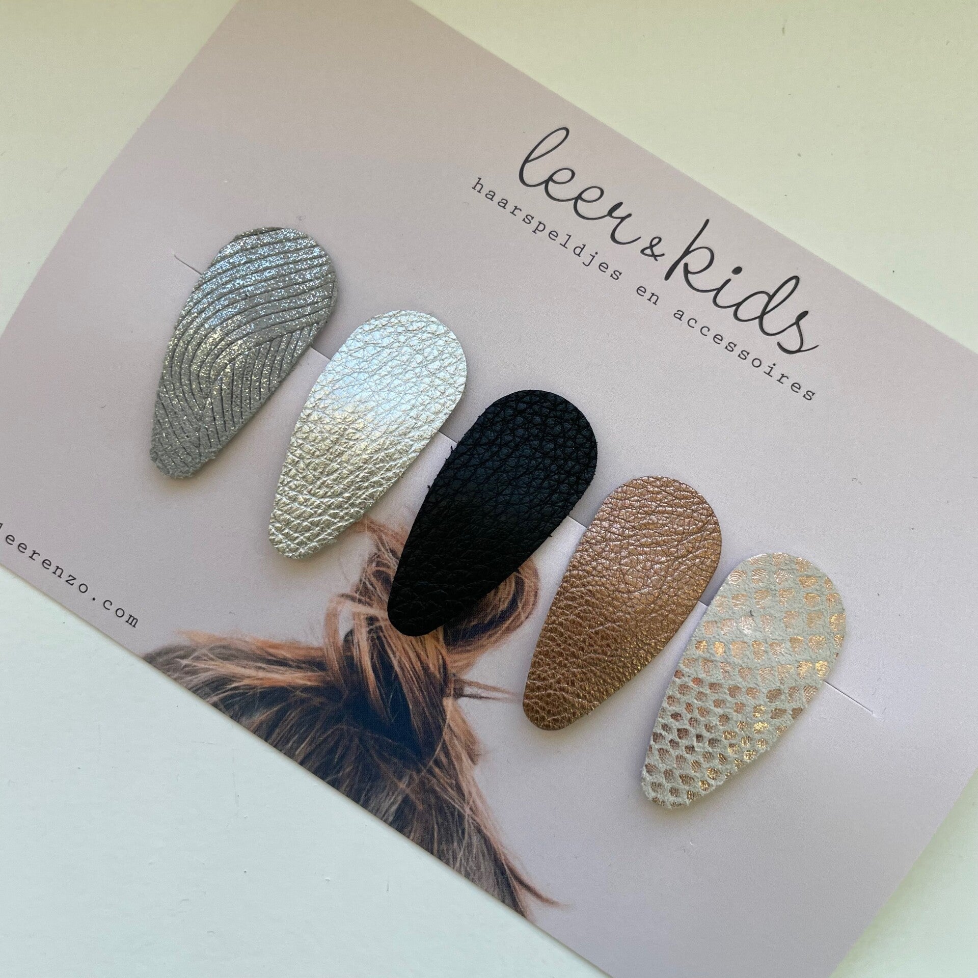 Leren haarspeldjes baby 12