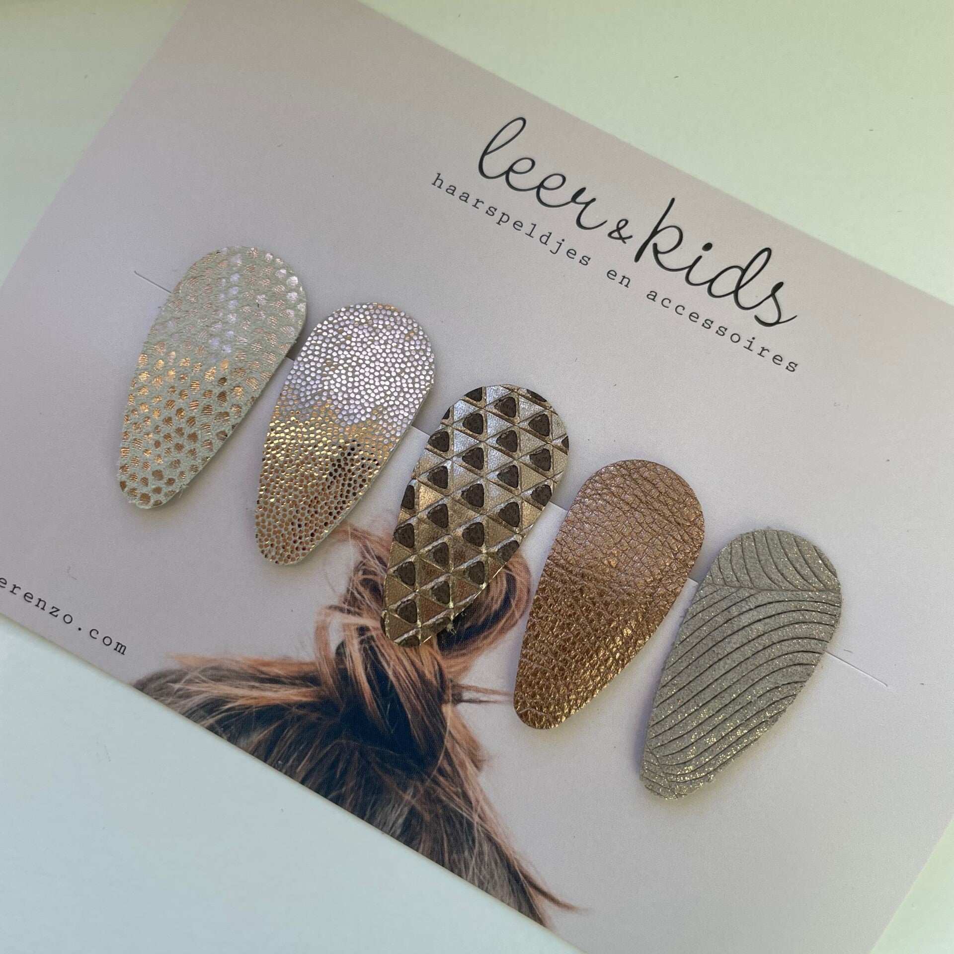 Leren haarspeldjes baby