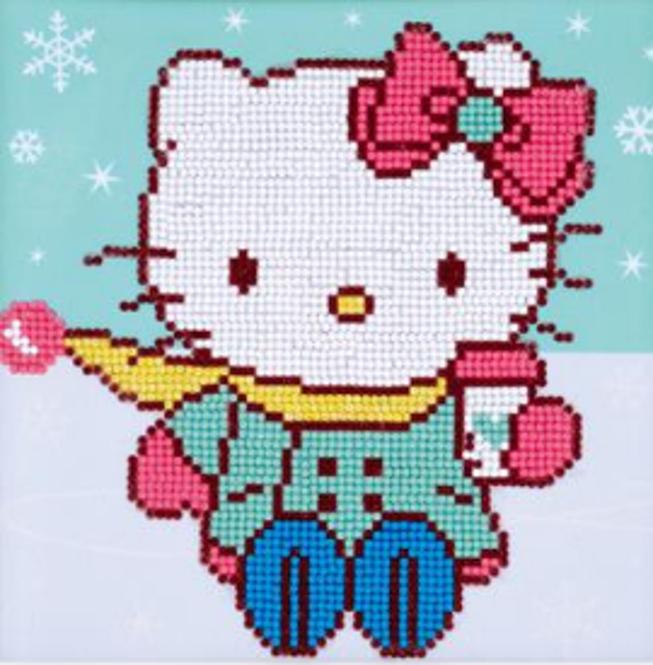 Hello kitty in de sneeuw