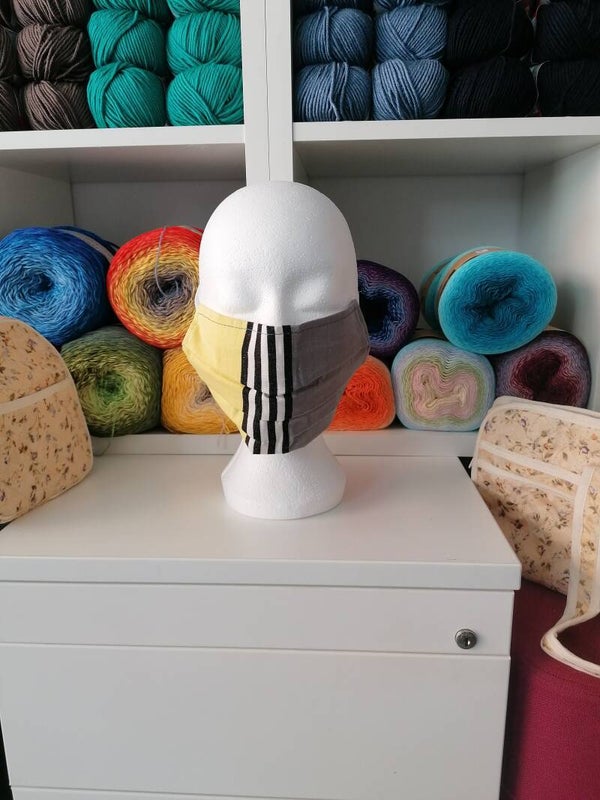 Mondmaskers geel/grijs