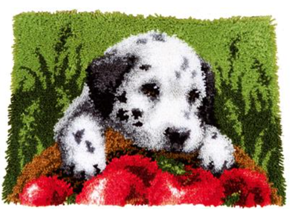 Knooptapijt kit Dalmatiër met appelen