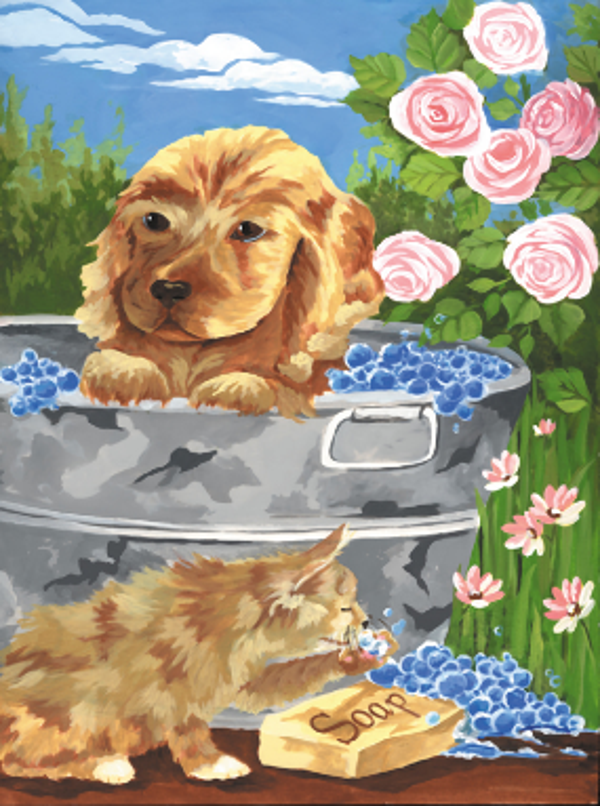 Schilderen op nummer bathtime friends