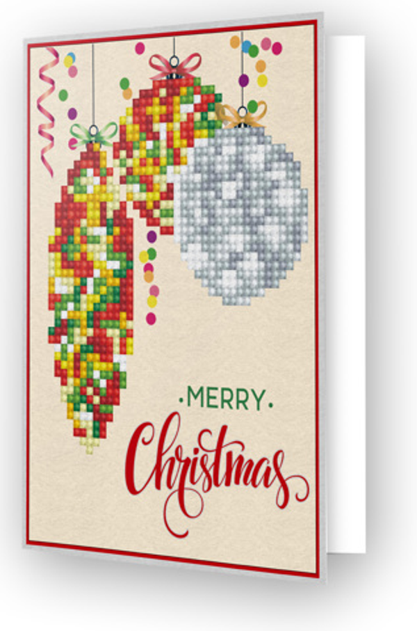 Kerstkaart Baubles red