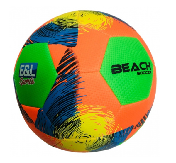 Beachvoetbal oranje/blauw/groen/geel