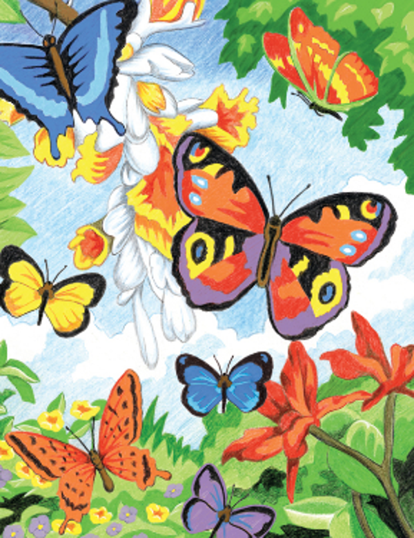 Kleuren op nummer Butterflies