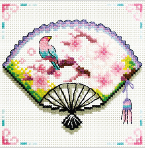 Borduurpakket Cherry blossom fan