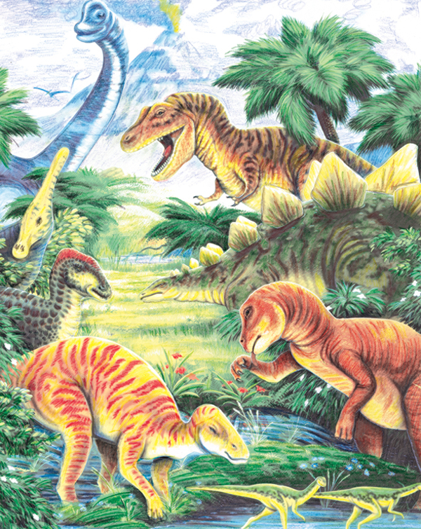 Kleuren op nummer dino's