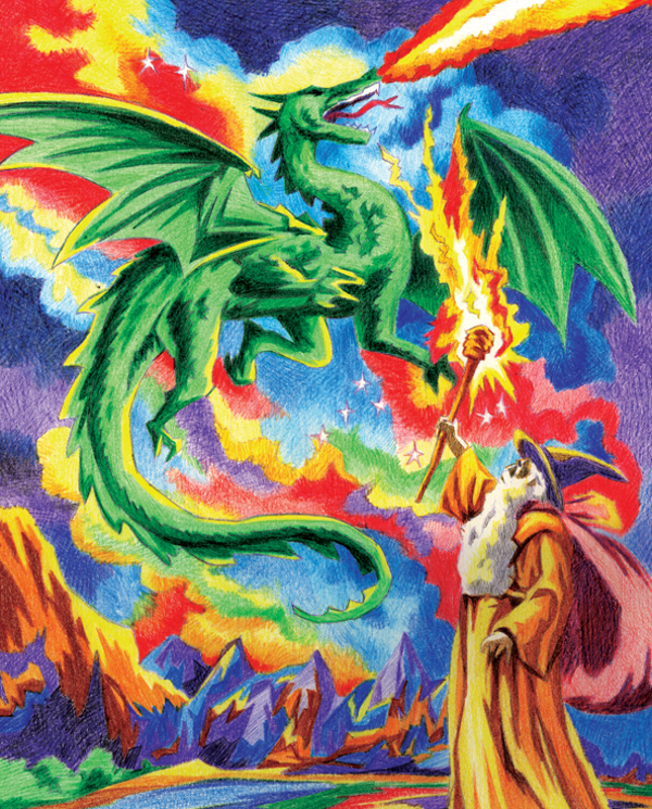 Kleuren op nummer draak