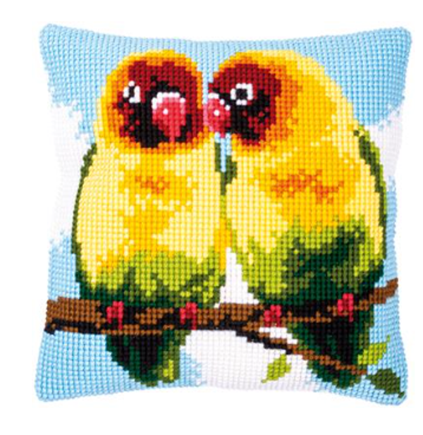 kruissteekkussen dwergpapegaaien