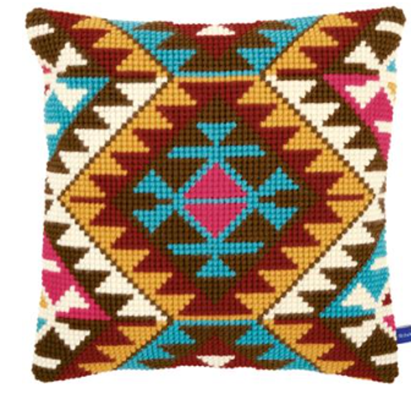 kruissteekkussen etnische print