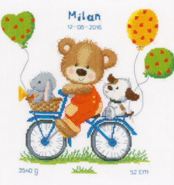 telpakket fietsend beertje