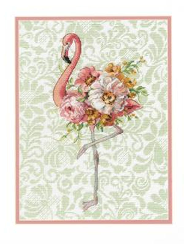 borduurpakket floral flamingo
