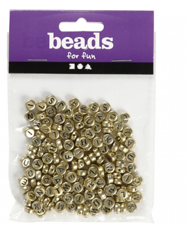 Kralen 200st gouden letters