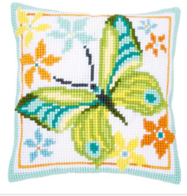 kruissteekkussen groene vlinder