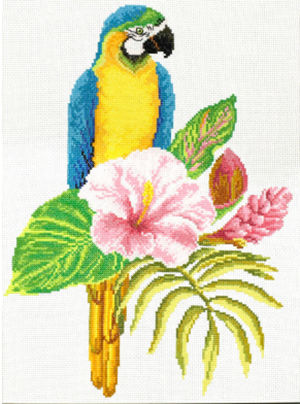 Borduurpakket Hibiscus Macaw
