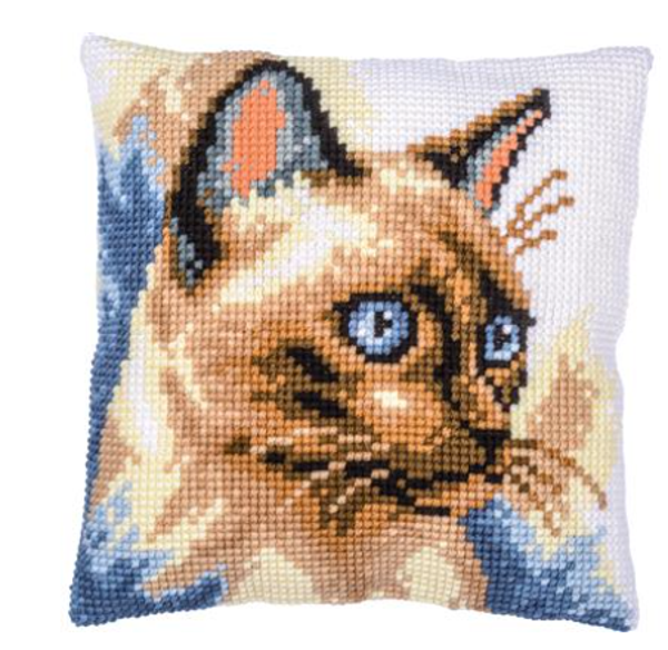Kruissteekkussen Siamese kat