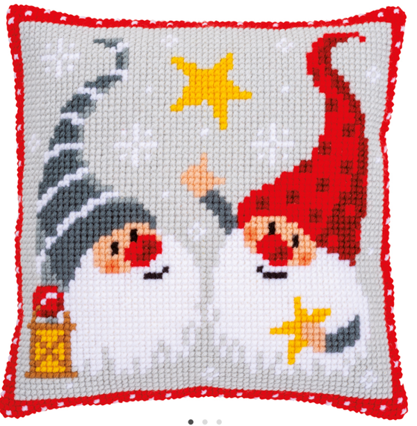 kruissteekkussen kerstkabouters