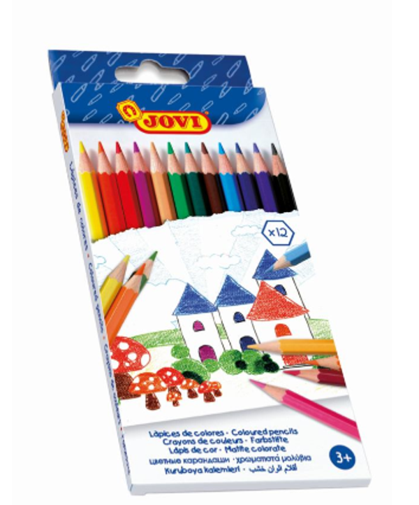 Houten kleurpotloden gemengde kleuren - etui 12st