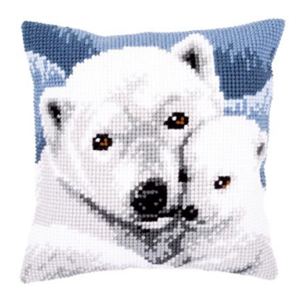 kruissteekkussen knuffelende ijsberen