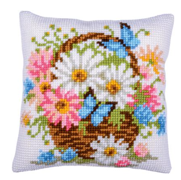 Kruissteekkussen kit Mand met bloemen