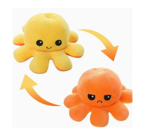 Plush Reversible Octopus - Yellow-Orange 20cm