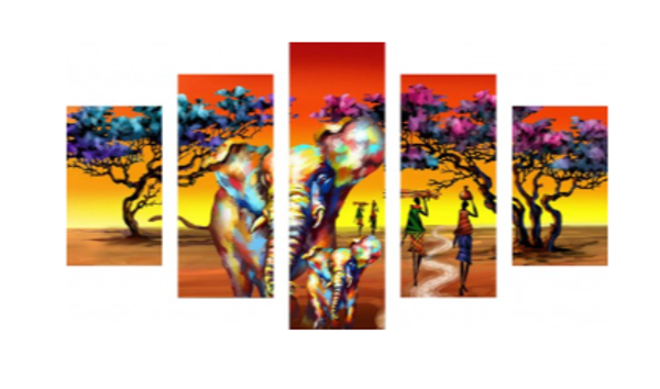 Diamond Painting Set 5 frame Elephants 150x90cm