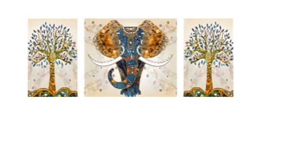 Diamond Painting Set 3 frame Elephant 130x50cm