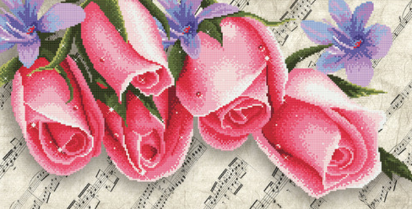 Borduurpakket pink roses