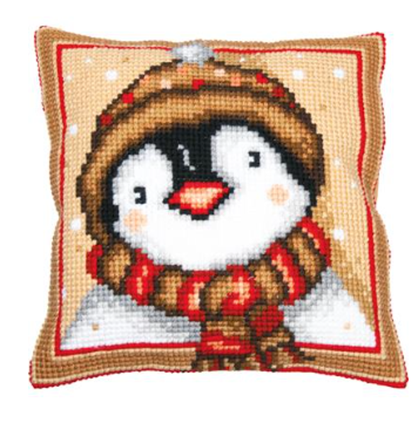 Kruissteekkussen kit Pinguin