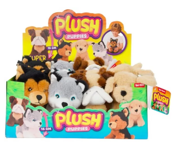 12 pluchen hond 15 cm