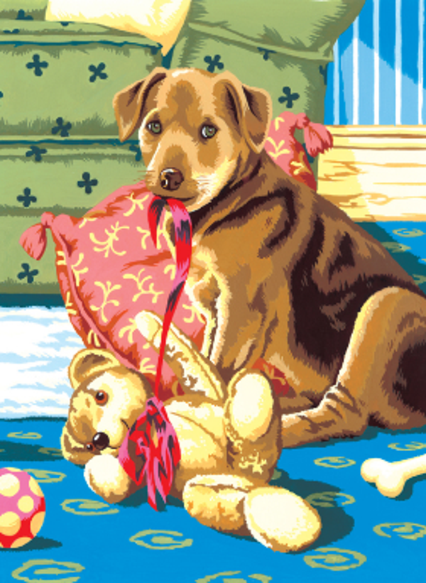 Schilderen op nummer puppy with teddybear