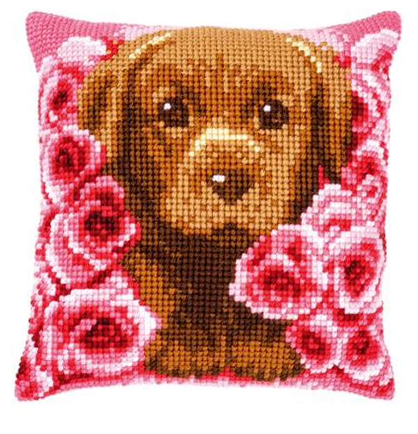 kruissteekkussen puppy