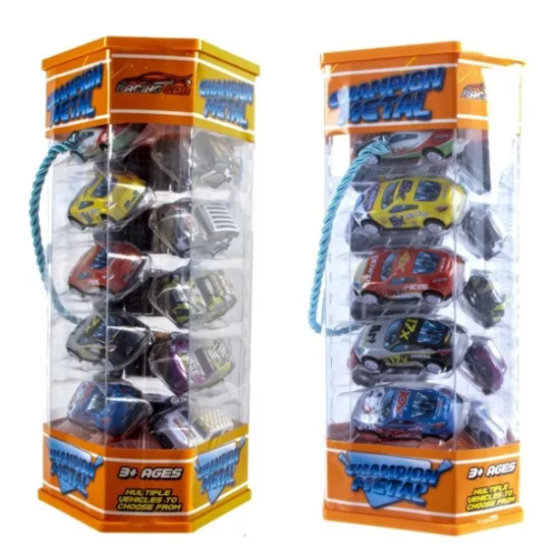 15 die cast auto's in pvc tube