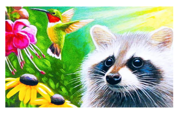 Diamond Painting -Canvas 30x20cm - Painting 25x15cm Racoon