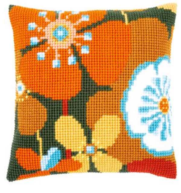 kruissteekkussen retro bloemen 2