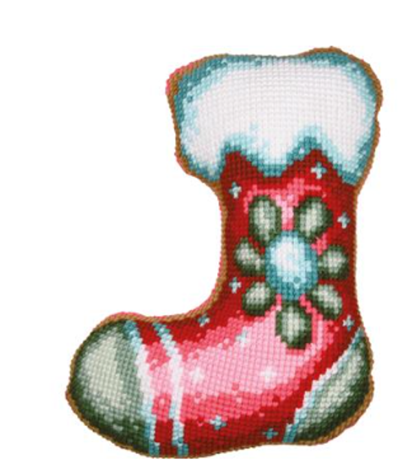 Kruissteekvormkussen kit met rug Christmas stocking