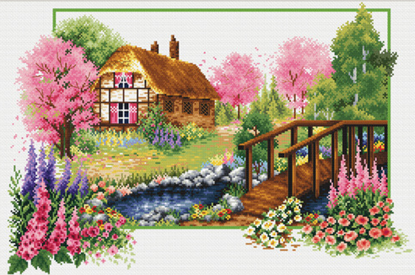 Borduurpakket spring cottage