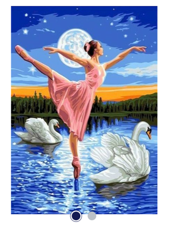 Diamond Painting -Canvas 30x20cm - Painting 25x15cm Swan Lake