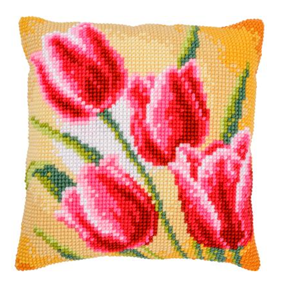 Kruissteekkussen kit Tulpen